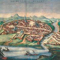 View of Rimini, engraving by Georg Braun (1572)