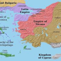 The partition of the Byzantine Empire following the Fourth Crusade, ca. 1204